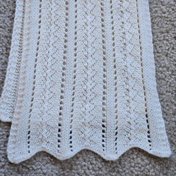 Vintage Pointelle Scarf *Possibly Cashmere* Ivory Fownes Brothers - Picture 3 of 10